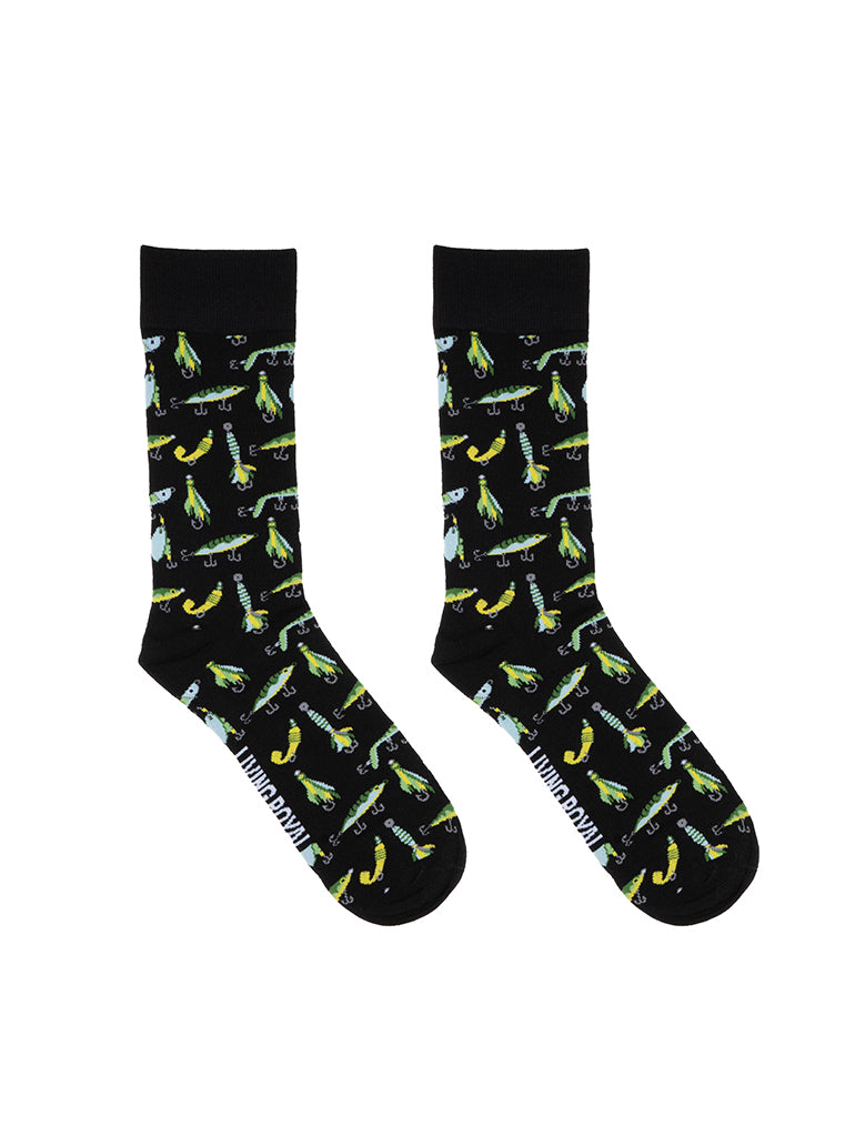 Living Royal Men's Bamboo Crew Socks-Fishing Lures