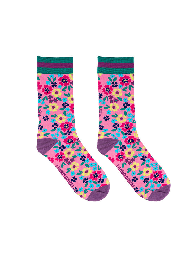 Living Royal Women's Bamboo Crew Socks - Flowers