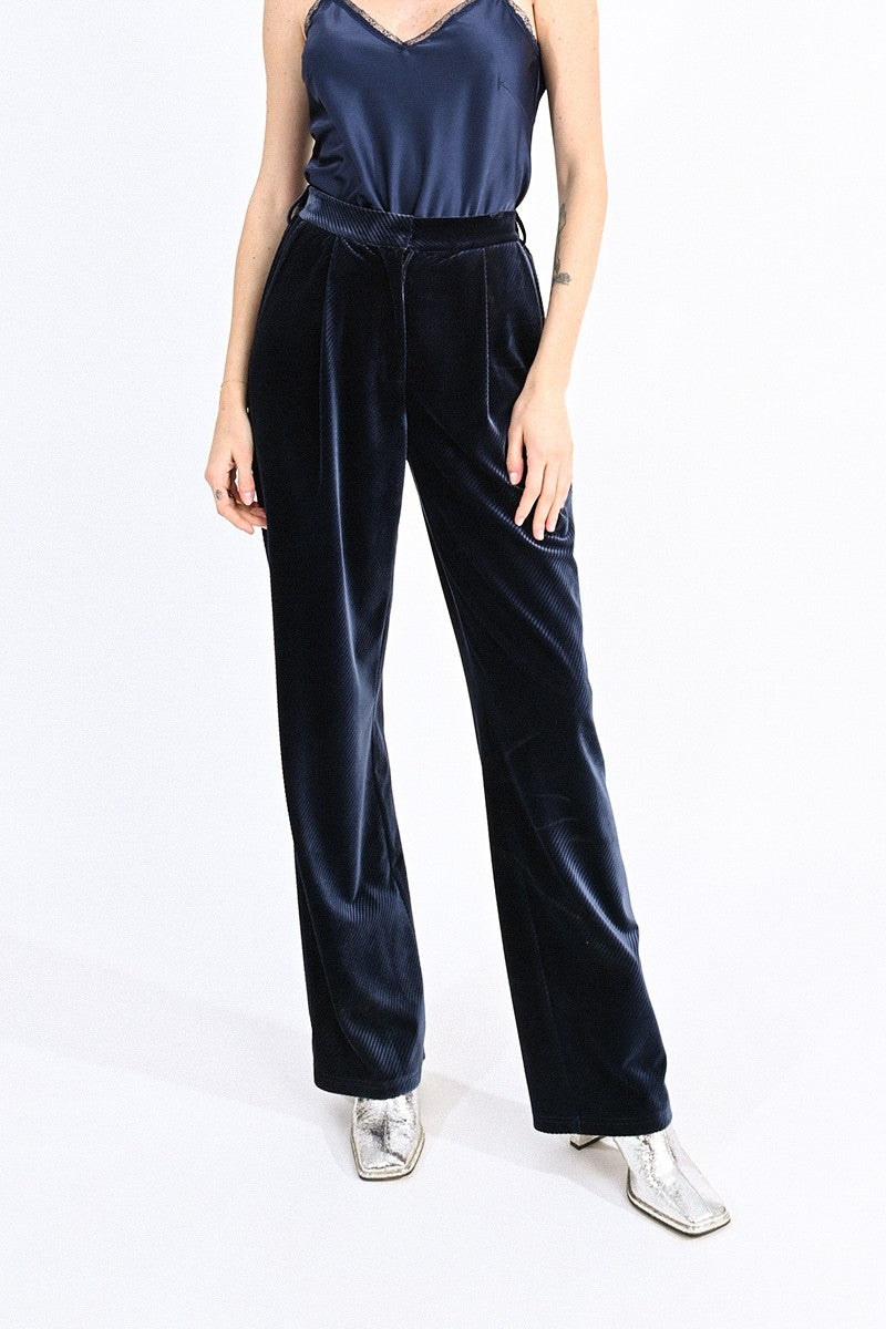 Molly Bracken Ribbed Pants-Navy