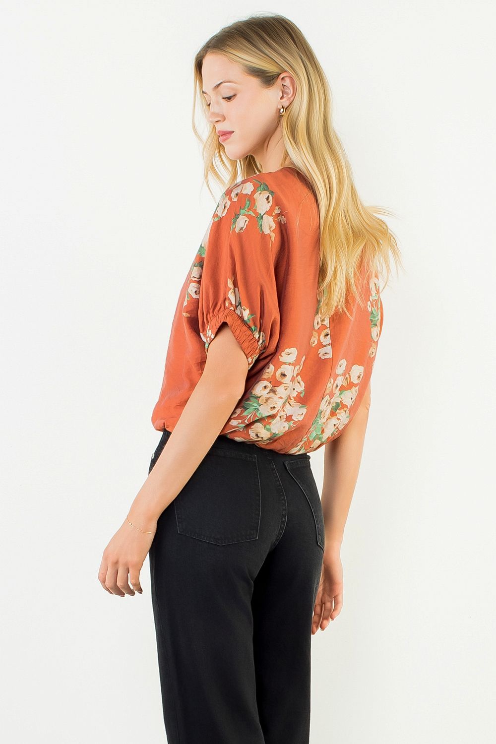 THML "Theo" S/S Loose Floral Top-Rust