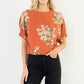 THML "Theo" S/S Loose Floral Top-Rust