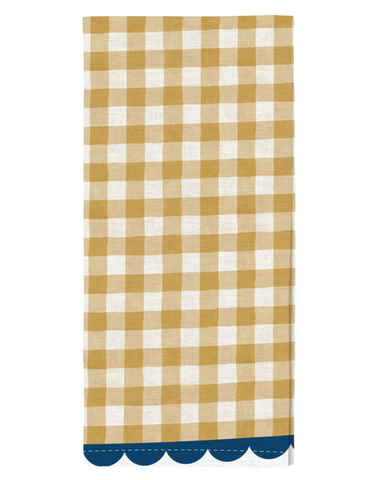 Paper Farm Press "Gold Gingham" Scalloped Tea Towel