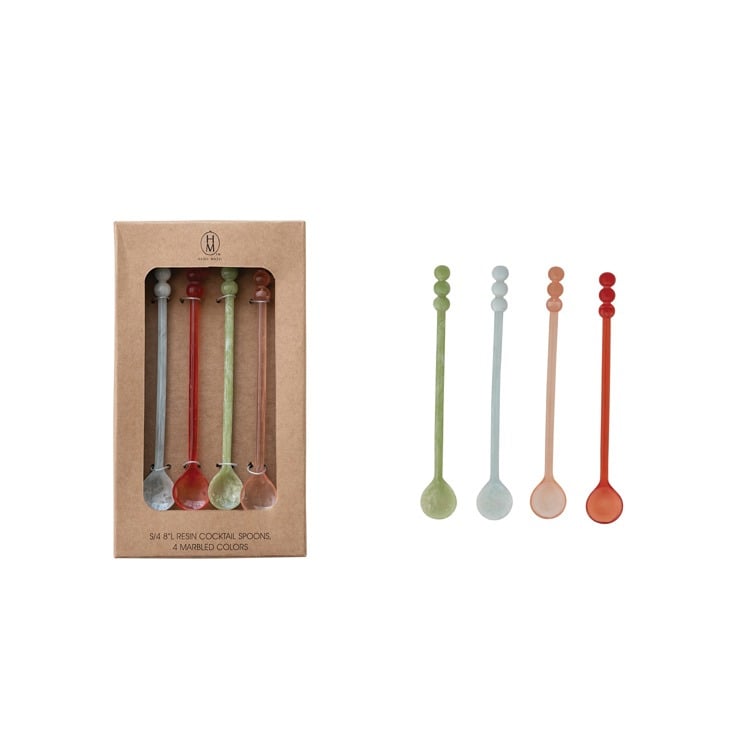 Hazel Mazel 8" Resin Cocktail Spoons-Marbled