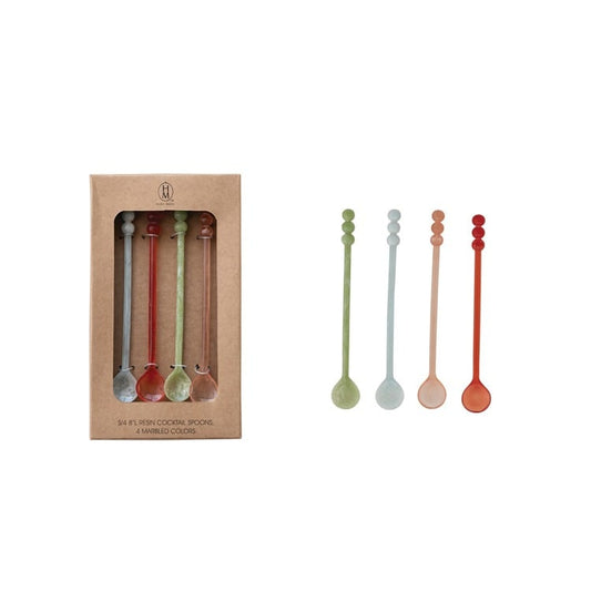 Hazel Mazel 8" Resin Cocktail Spoons-Marbled