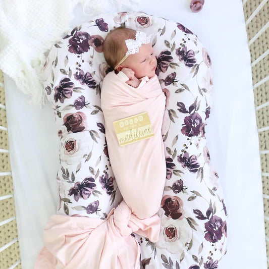 Caden Lane “Demi’s Dusty Purple Floral” Oversized Swaddle Blanket
