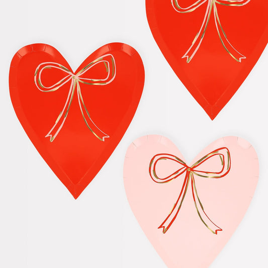 Meri Meri Heart with Bow Plates- Set of 8