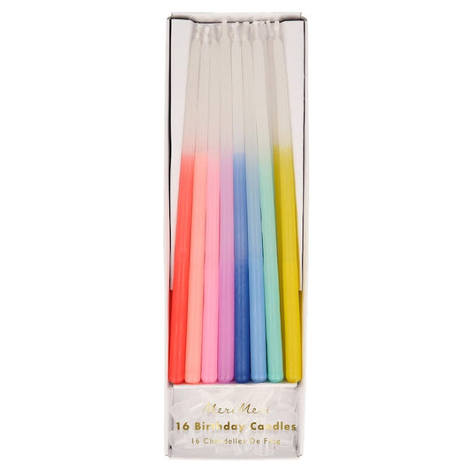 Meri Meri Rainbow Dipped Tapered Candles-Box of 16