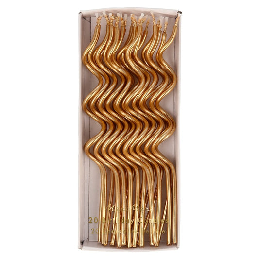 Meri Meri Gold Swirly Candles- Box of 16