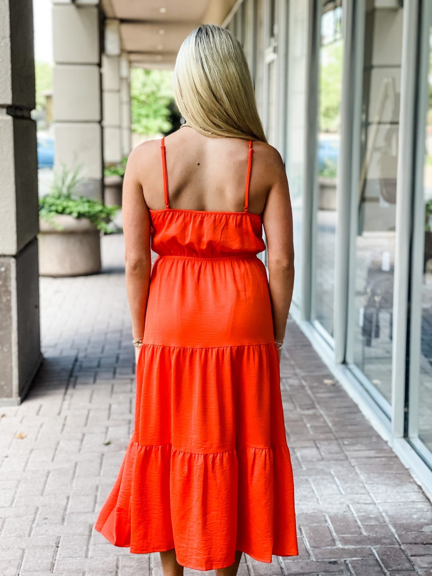 THML Ginny Tiered Maxi Dress-Persimmon