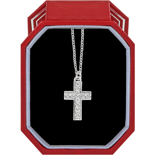 Brighton Diamond Cross Necklace Gift Box-Silver