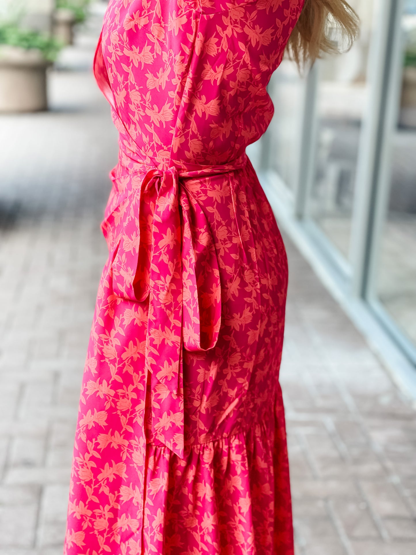 Lucy Paris "Carnation" Wrap Dress-Fuschia