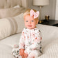 Caden Lane “Millie's Dusty Rose Floral” Ruffle Zipper Footie