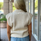 Sofie the Label “Sly” Padded Shoulder Sweater Vest - Ecru