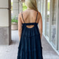 The Fiora Open Back Tiered Dress- Black