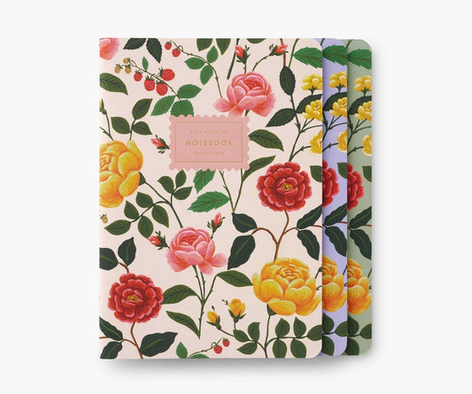 Rifle Paper Co. "Roses" Stitched Notebooks (Set of 3)