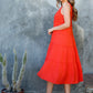 THML "Irma" Smocked Midi Dress- Orange