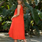 THML "Irma" Smocked Midi Dress- Orange