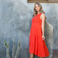 THML "Irma" Smocked Midi Dress- Orange