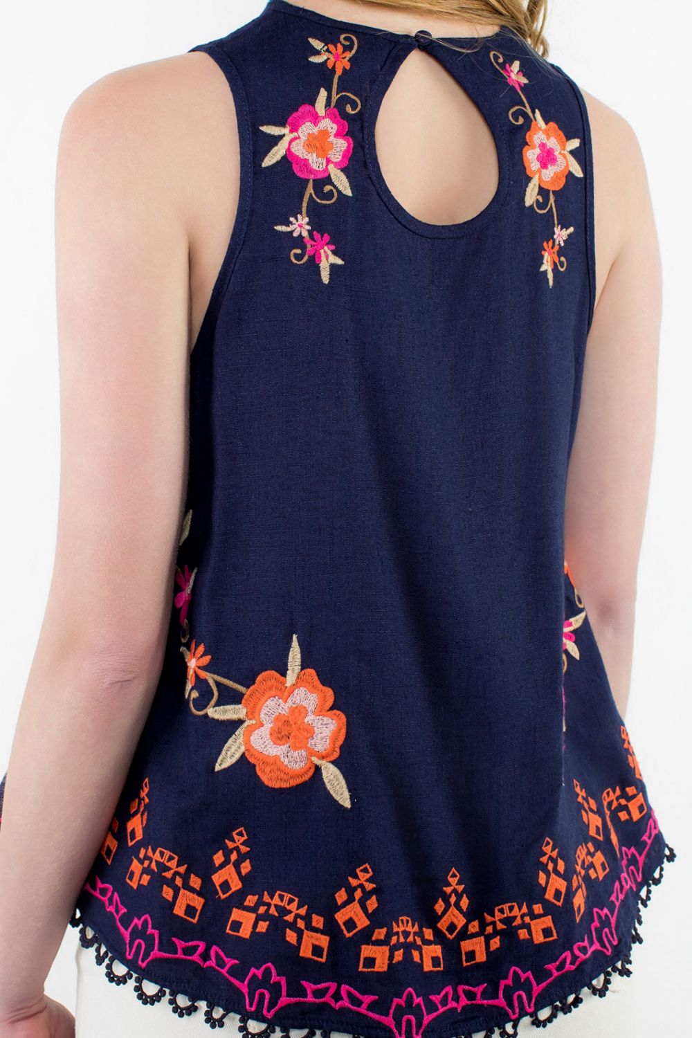 THML "Rains" Embroidered Tank- Navy