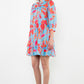 THML "Delphine" L/S Flower Button Up Dress- Cornflower