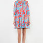 THML "Delphine" L/S Flower Button Up Dress- Cornflower