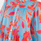 THML "Delphine" L/S Flower Button Up Dress- Cornflower