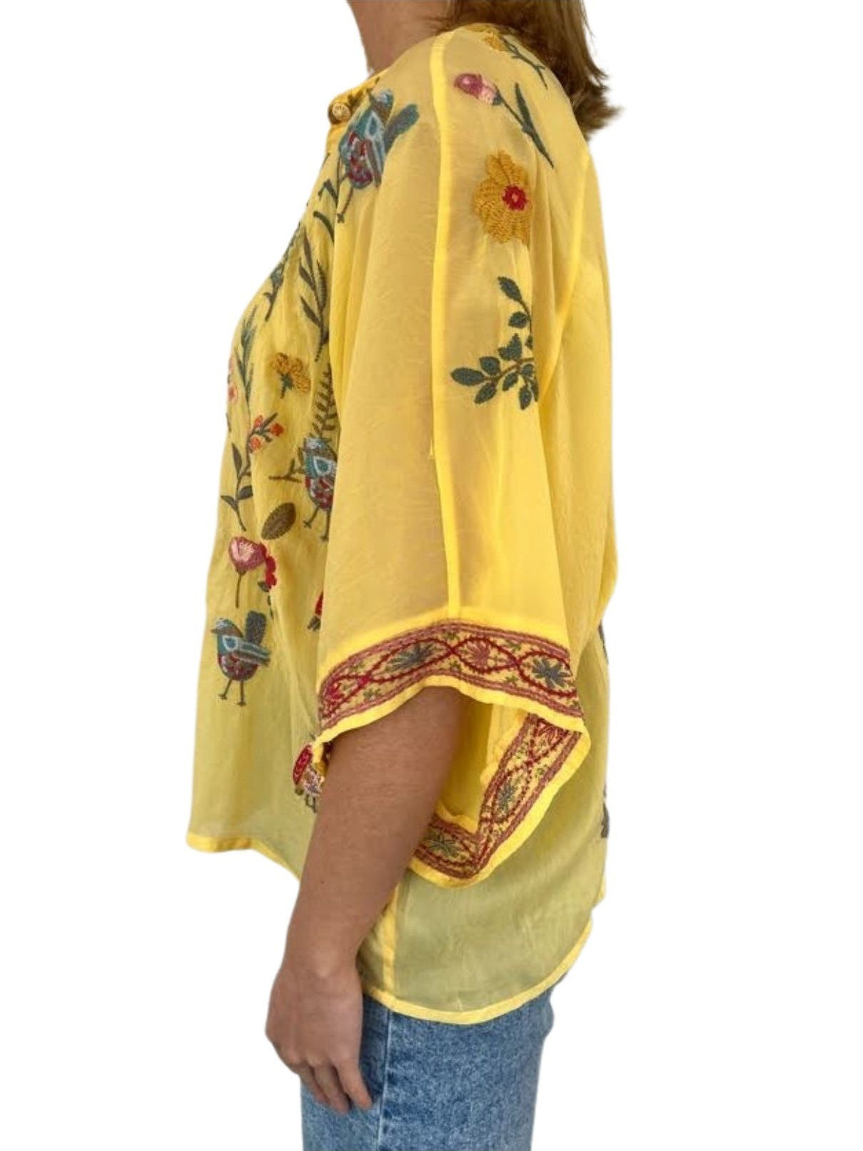 Johnny store Was Yellow Embroidered Arges Blouse