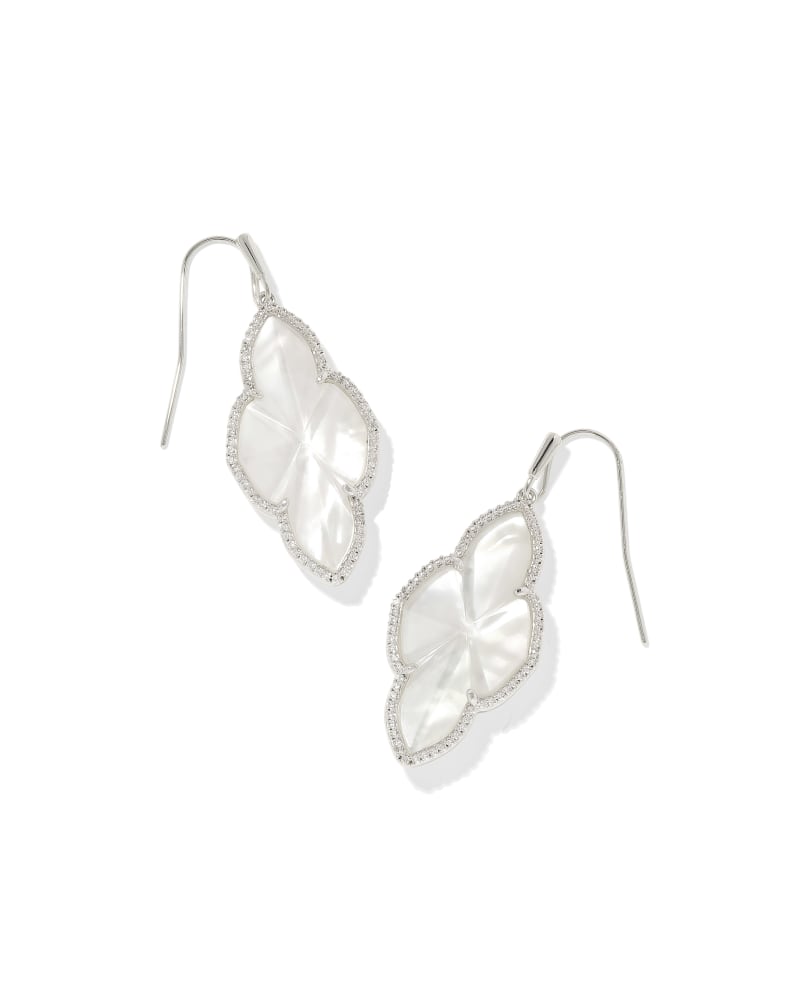 Kendra Scott Abbie Pave Frame Drop Earrings - Silver Ivory MOP