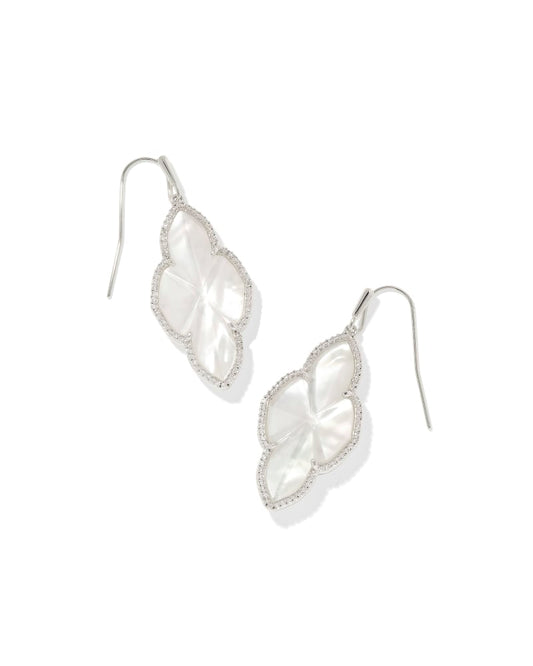 Kendra Scott Abbie Pave Frame Drop Earrings - Silver Ivory MOP