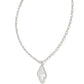 Kendra Scott Abbie Pave Frame Large Pendant Necklace - Silver Ivory Mother of Pearl