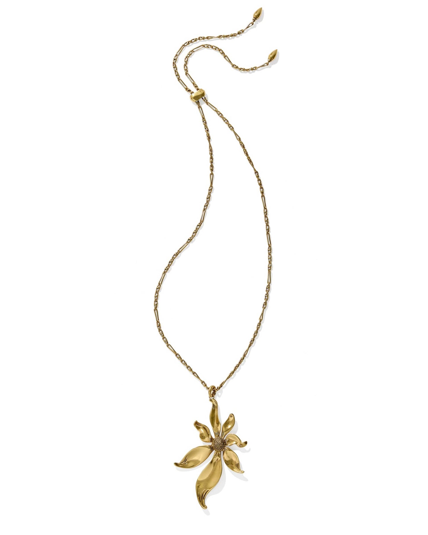 Kendra Scott Anya Flower Long Pendant Necklace-Vintage Gold