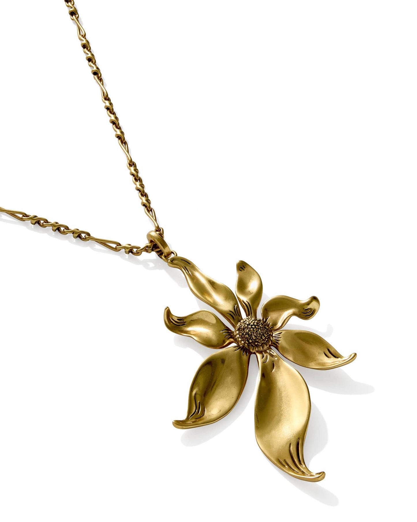 Kendra Scott Anya Flower Long Pendant Necklace-Vintage Gold