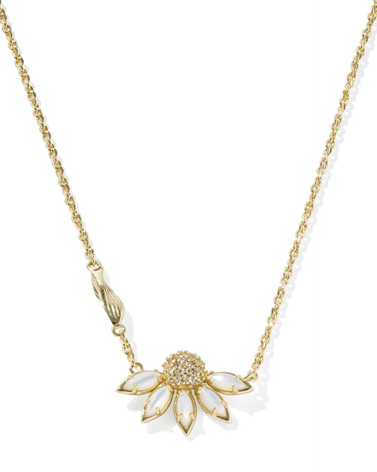 Kendra Scott Anya Flower Short Pendant Necklace - Gold Ivory Mix