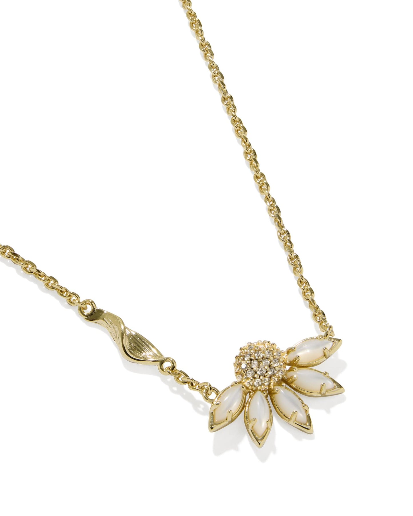 Kendra Scott Anya Flower Short Pendant Necklace - Gold Ivory Mix