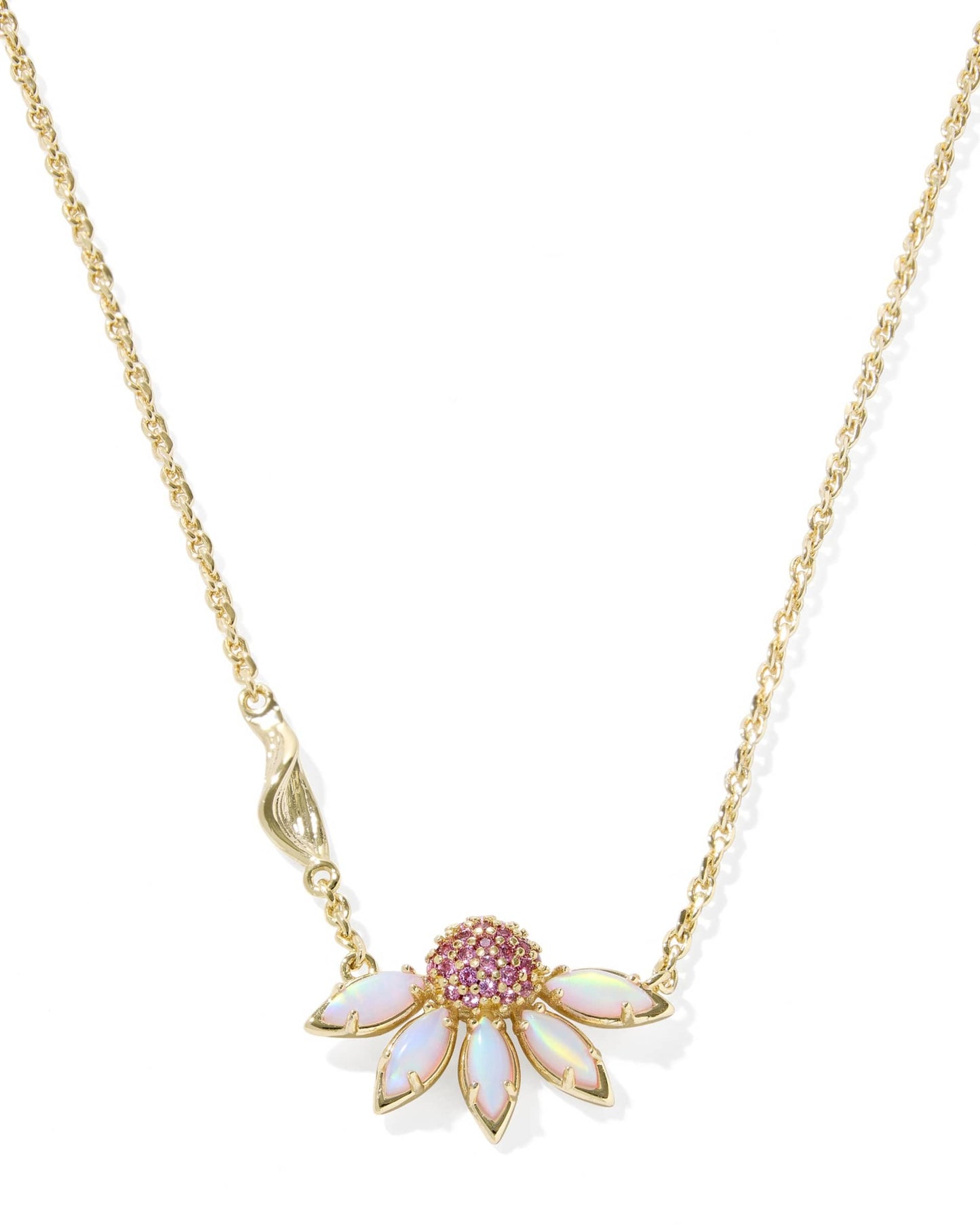 Kendra Scott Anya Flower Short Pendant Necklace - Gold Light Pink Mix