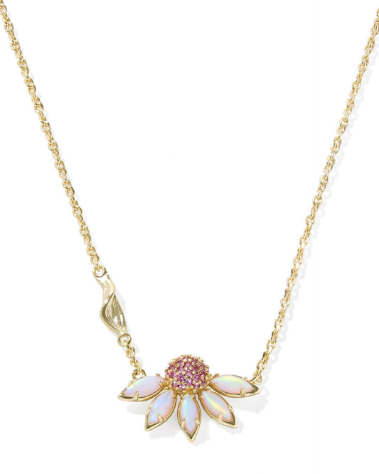 Kendra Scott Anya Flower Short Pendant Necklace - Gold Light Pink Mix