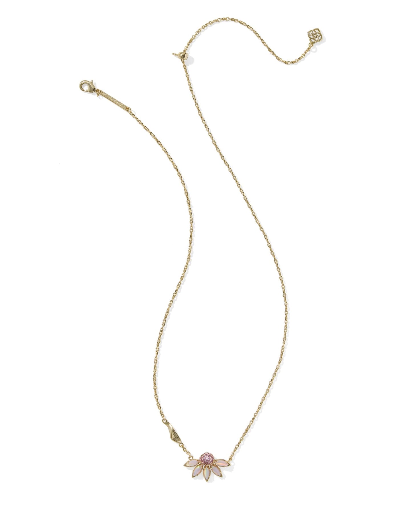 Kendra Scott Anya Flower Short Pendant Necklace - Gold Light Pink Mix