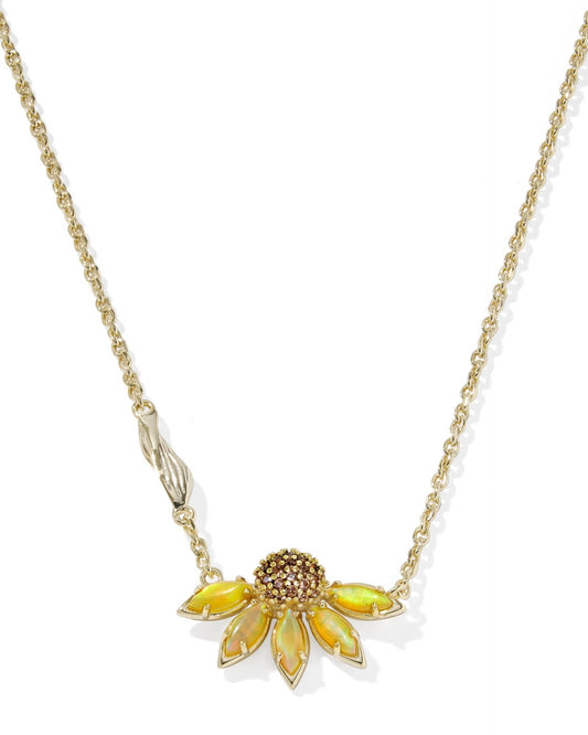 Kendra Scott Anya Flower Gold Short Pendant Necklace - Gold Yellow Mix