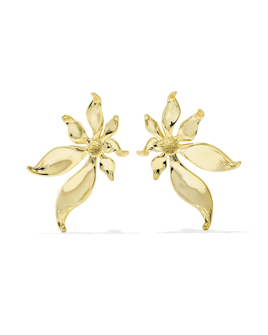 Kendra Scott Anya Flower Stud Earrings-Gold
