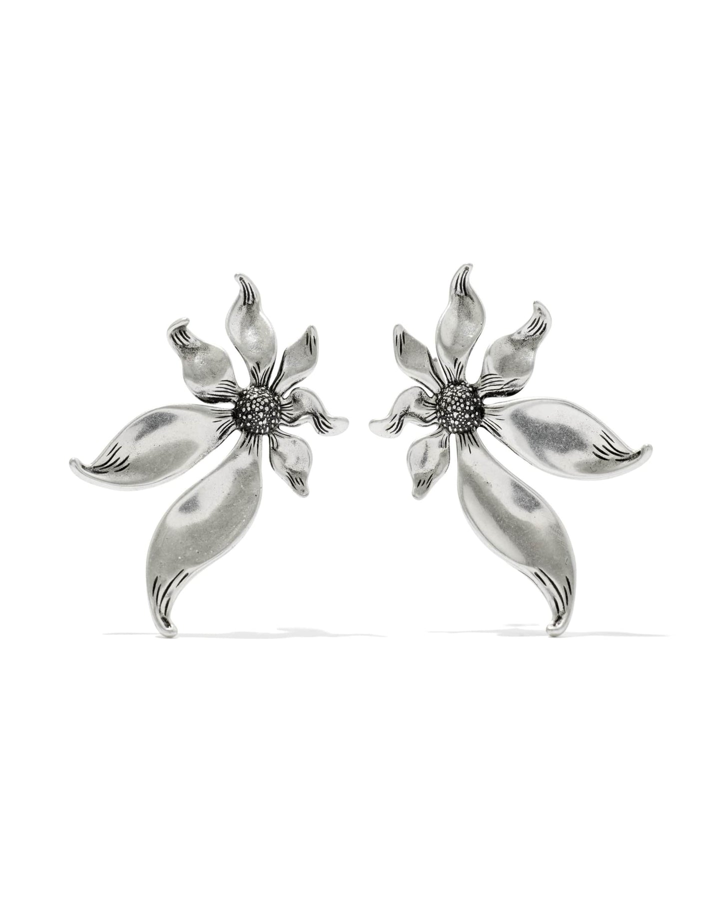 Kendra Scott Anya Flower Stud Earrings-Vintage Silver