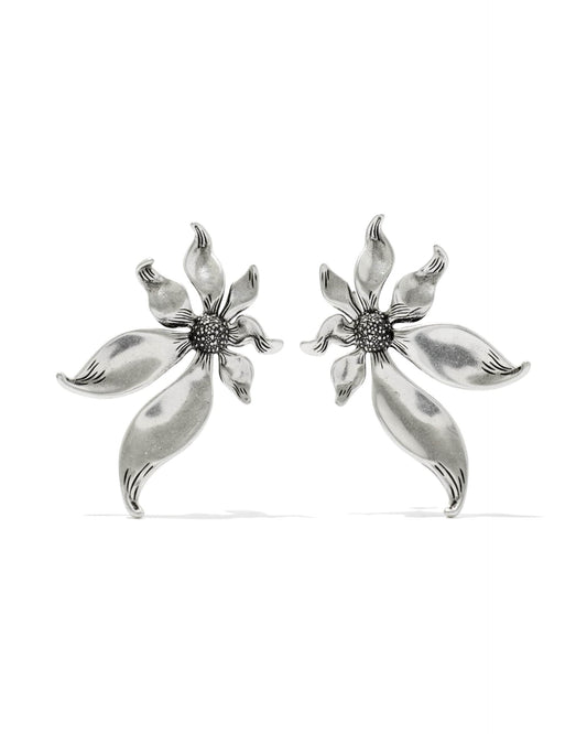 Kendra Scott Anya Flower Stud Earrings-Vintage Silver
