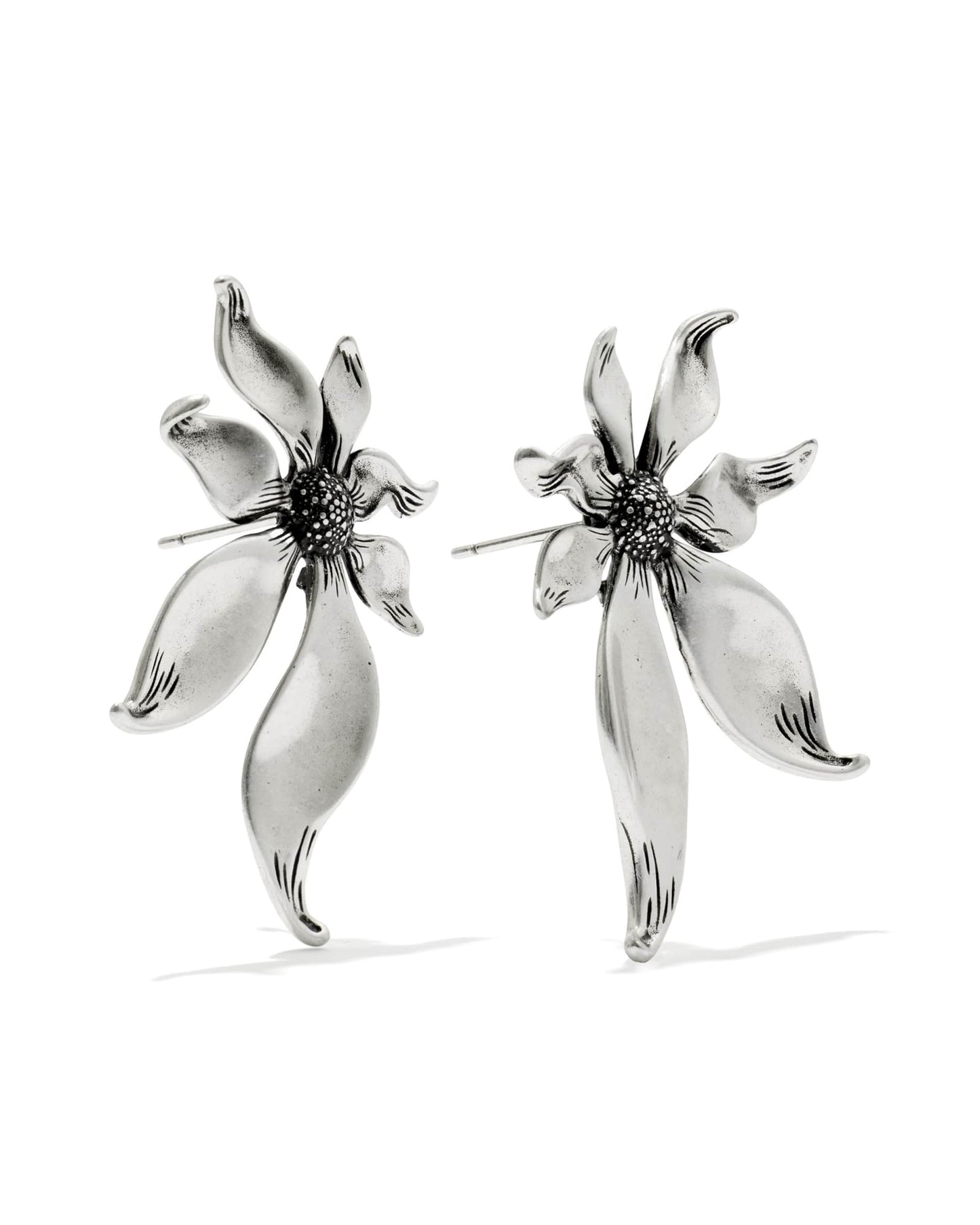Kendra Scott Anya Flower Stud Earrings-Vintage Silver