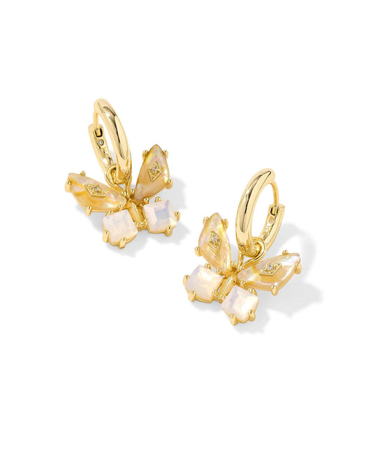 Kendra Scott Bianca Butterfly Huggie Earring-Gold Iridescent White