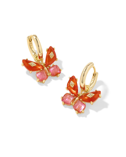 Kendra Scott Bianca Butterfly Huggie Earring-Gold Orange Mix