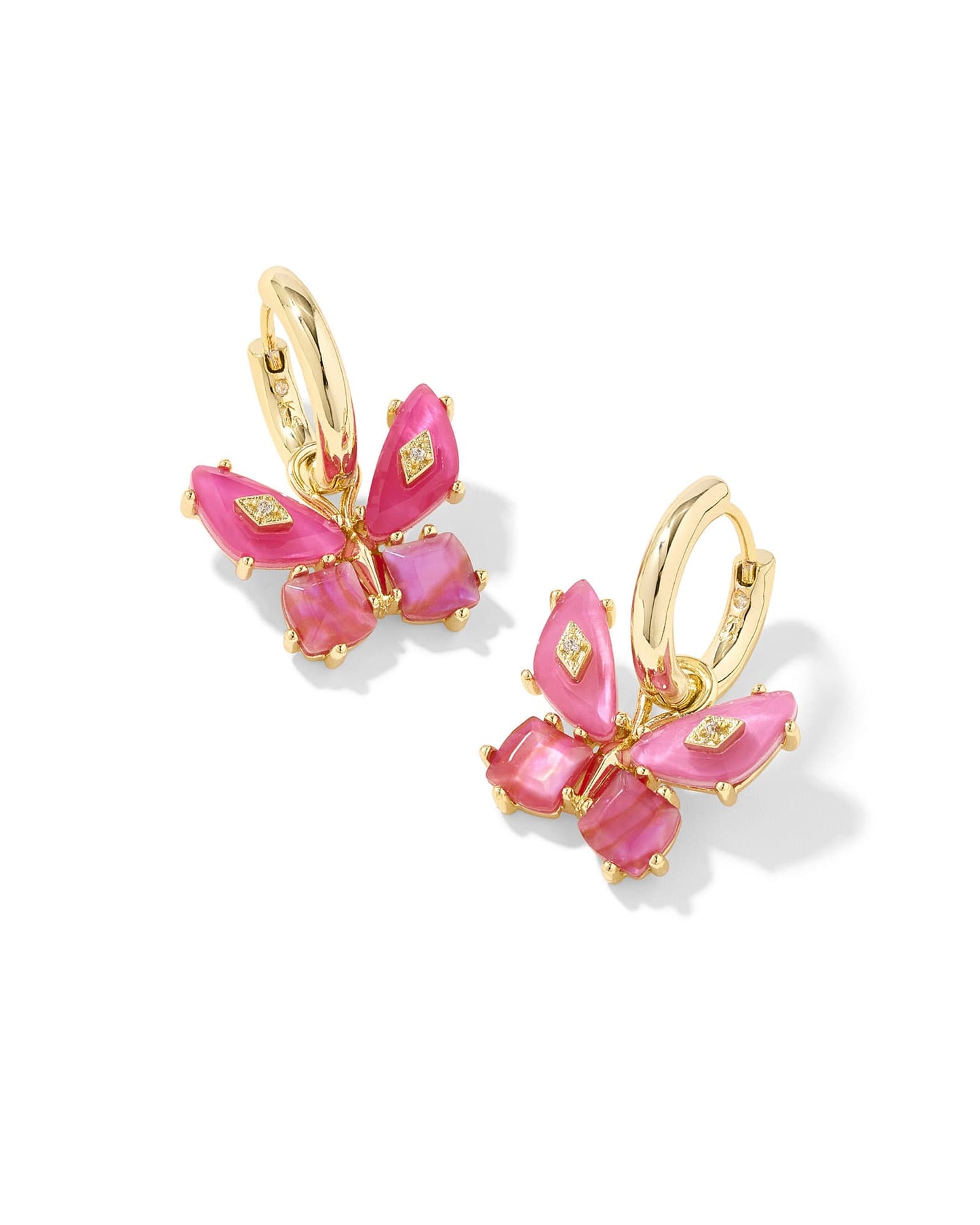Kendra Scott Bianca Butterfly Huggie Earring-Gold Pink Mix