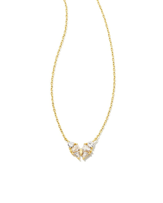 Kendra Scott Blair Butterfly Small Short Pendant Necklace- Gold White CZ