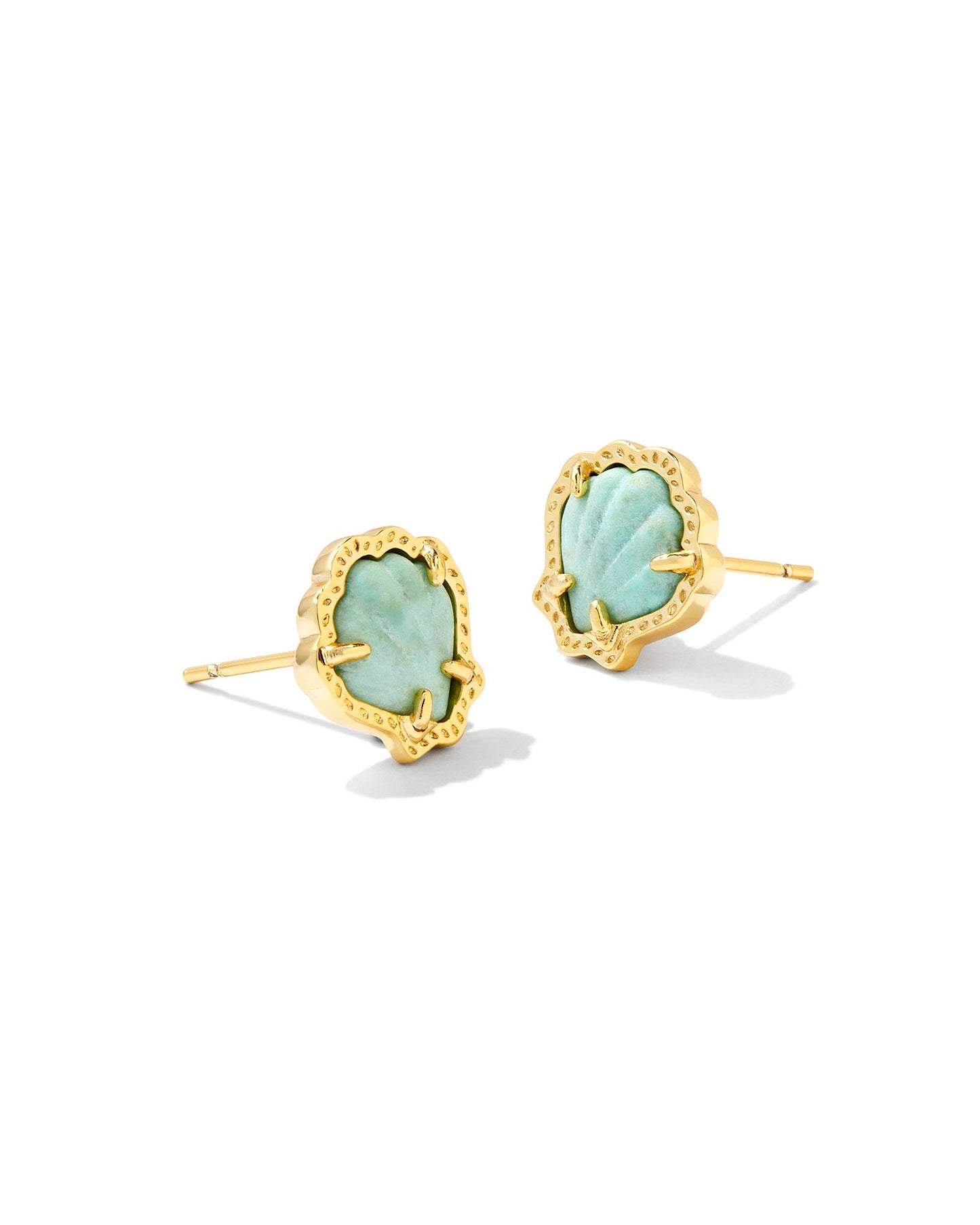 Kendra Scott Brynne Shell Stud Earring- Gold Sea Green Chrysocolla