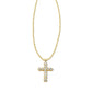 Kendra Scott Cross Pendant Necklace-Gold/White CZ