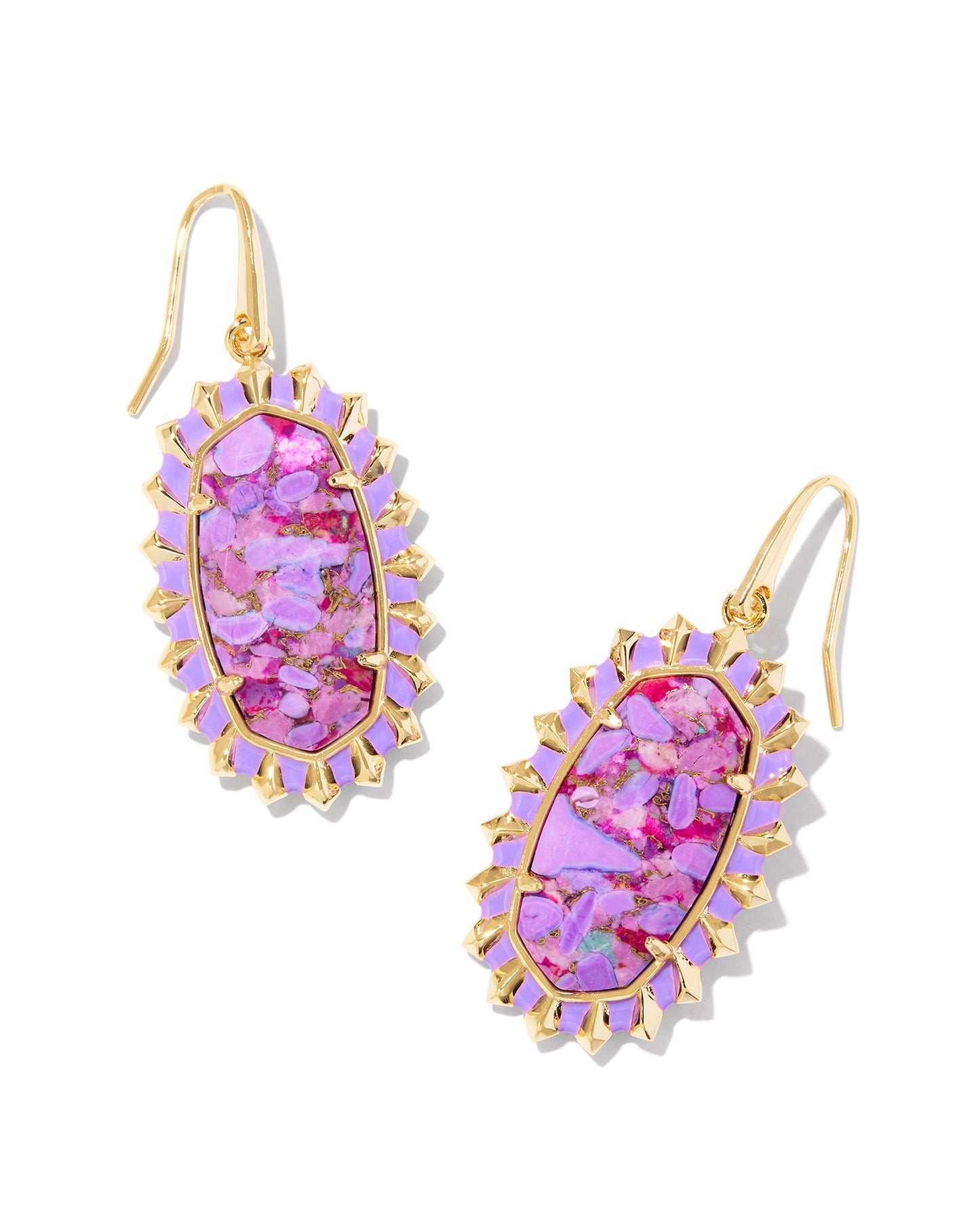 Kendra Scott Dani Color Burst Frame Drop Earring-Gold Bronze Veined Violet