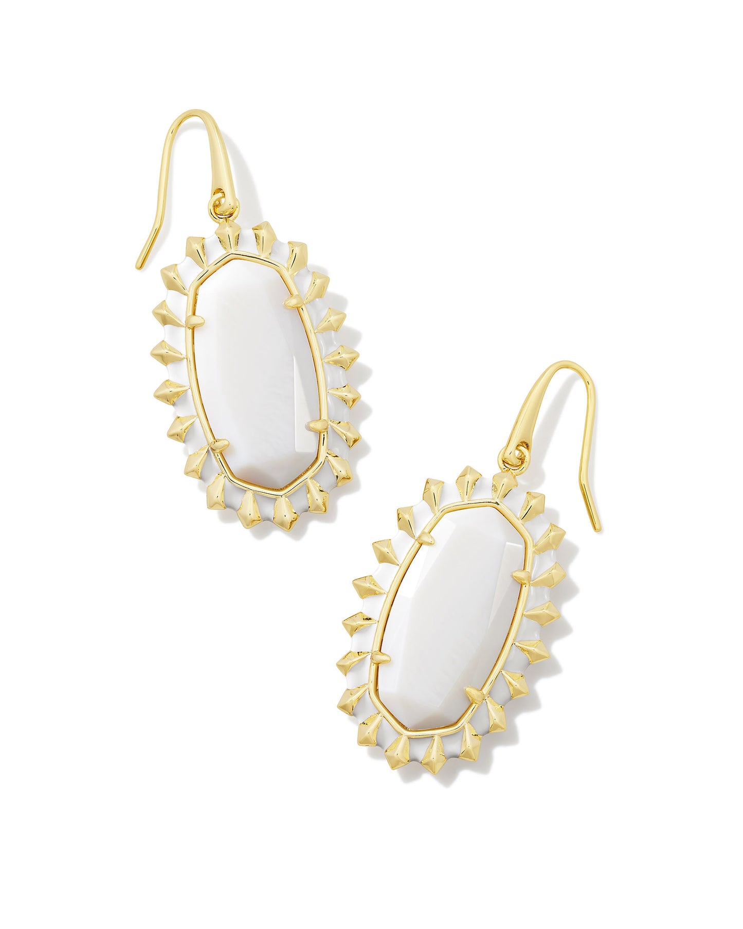 Kendra Scott Dani Color Burst Frame Drop Earring-Gold White MOP